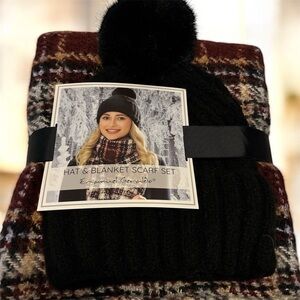 Black Hat & Blanket Scarf Set
